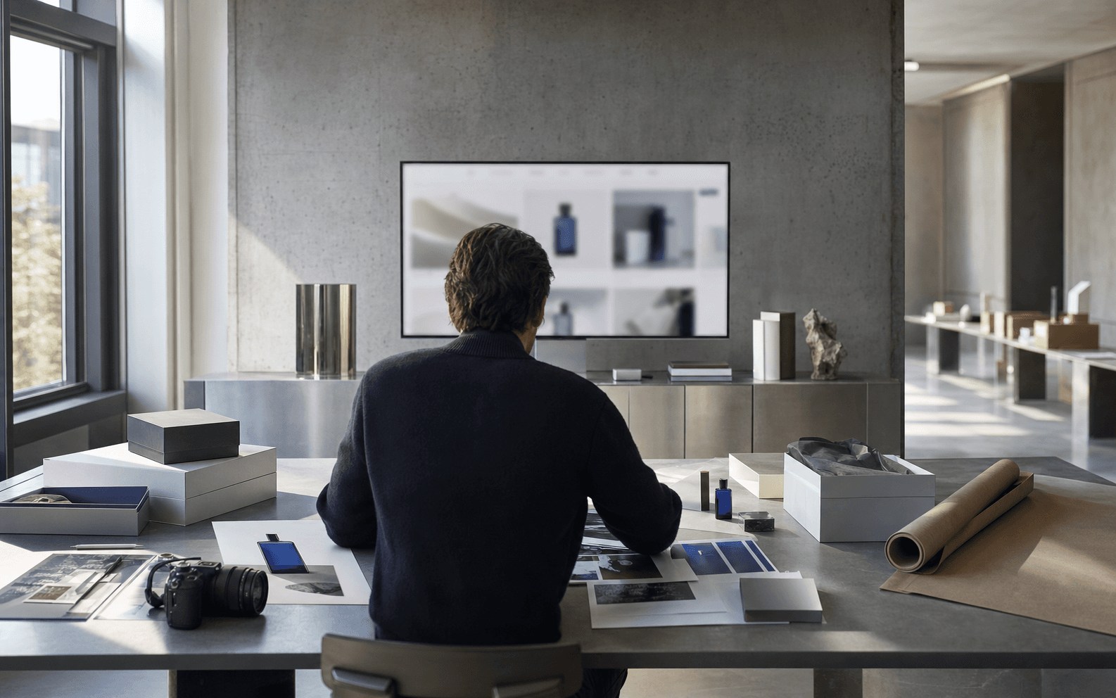 An ecommerce campaign studio during a focused working session